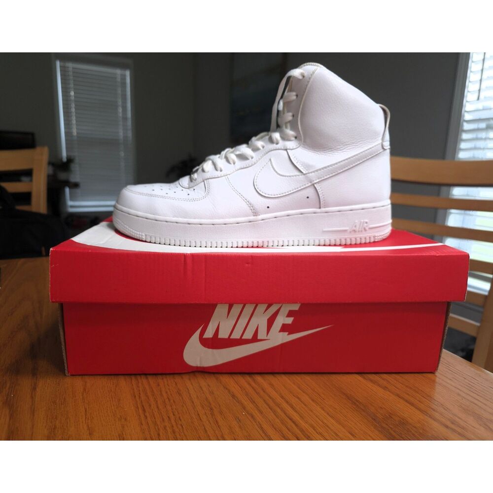 Nike Air Force 1 High 07 Triple White Leather Sneakers 315121-115 Size 11.5